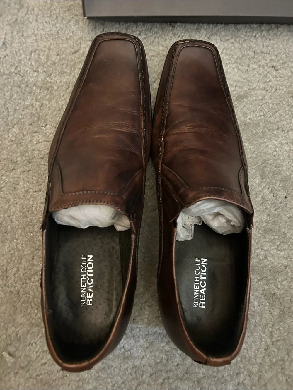Kenneth Cole Reaction Brown Leather Slip-On Loafers